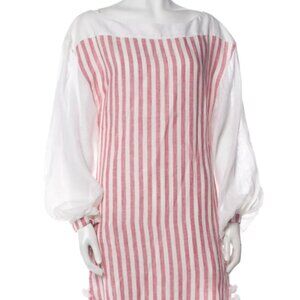NWOT March 11 Carla Striped White/Pink Tassel Accents Mini Dress S $449
